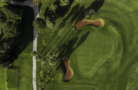 Aerial view of the 13th green