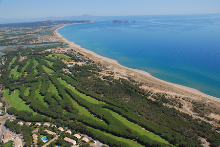 Aerial view of Golf de Pals and Platja de Pals