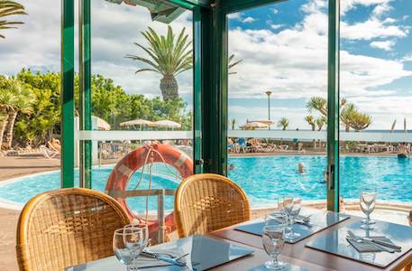 Pool view from the Pestana Ocean Bay Resort Restaurant