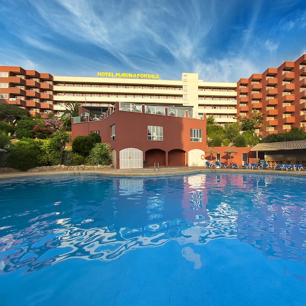 View of the pool at Salles Marina Portals Hotel in Portals Nous, Mallorca