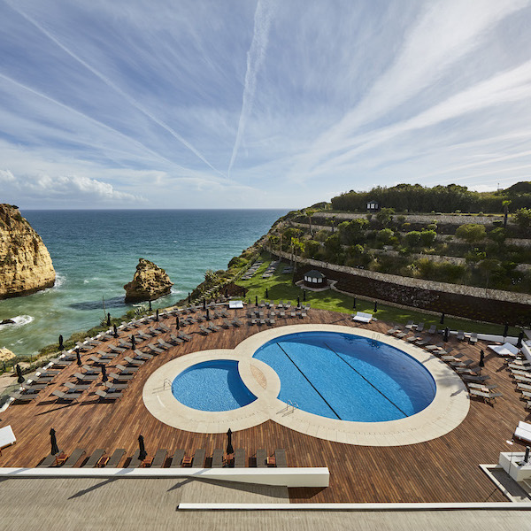 Pool and clifftop views from Tivoli Carvoeiro Hotel