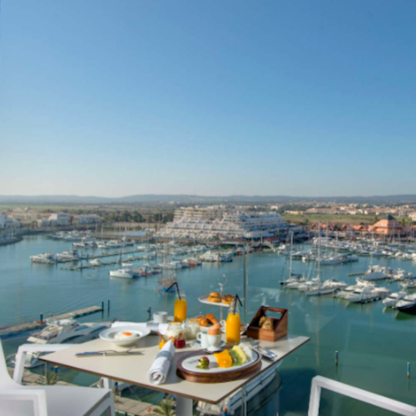 View from balcony of Tivoli Marina Hotel including marina views