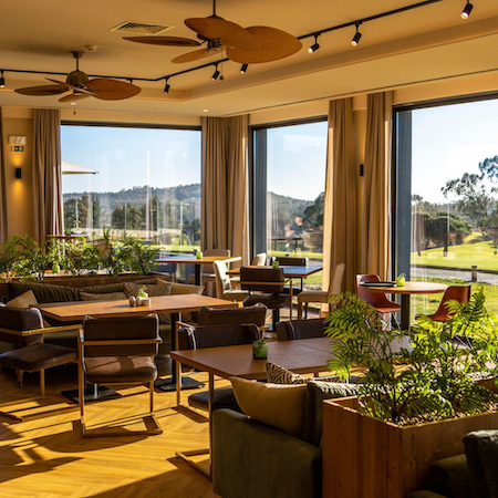 The Clubhouse Restaurant has a changing menu and a lovely view over the golf course.