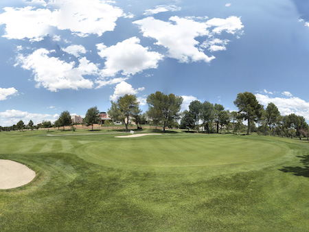 The green on the long 400m par 4 17th hole