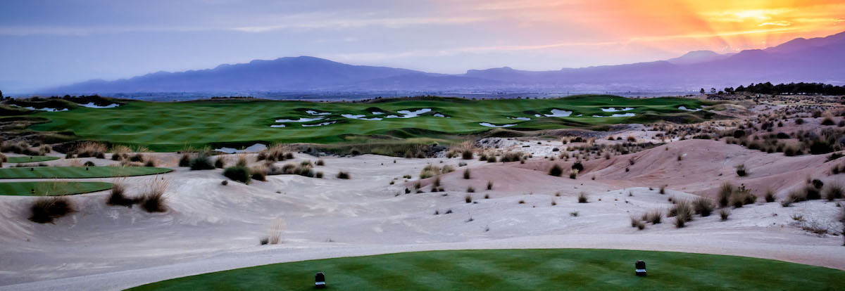 Sunset on the tee at Alhama Signature Golf Course