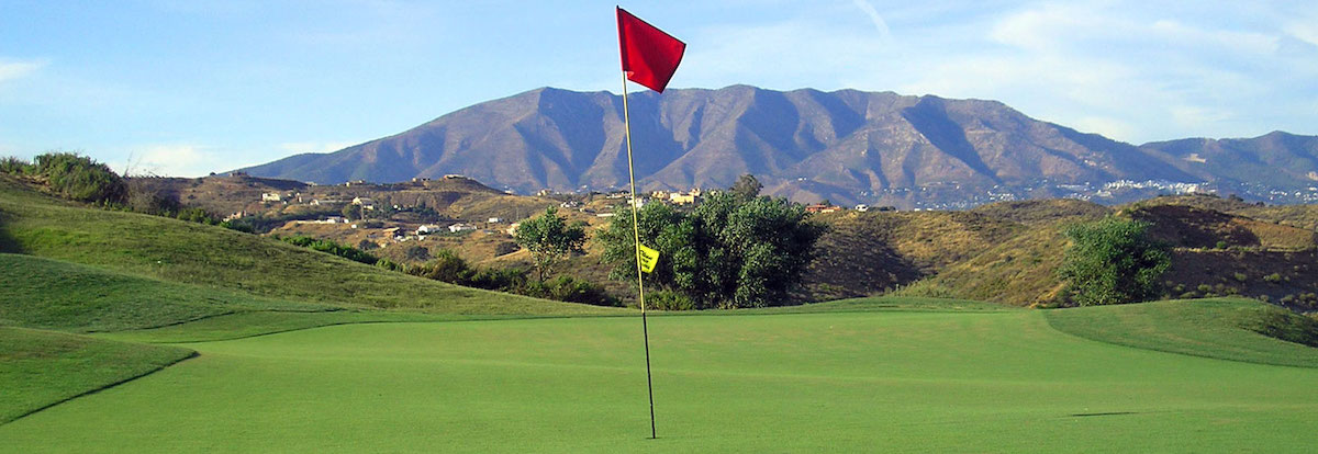 Mountain view from the 14th green at Calanova Golf