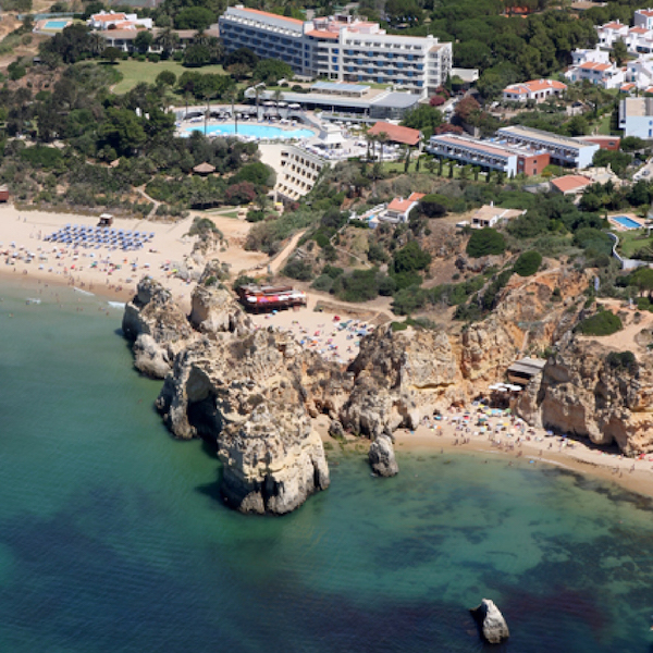 Aerial view of the Pestana Alvor Praia Hotel including beach and sea