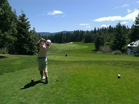 Tee shot on Pollensa Golf