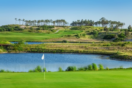 Water guards this green on Royal Obidos Golf